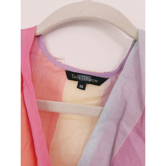 Tara Jarmon Rainbow Stripe Midi Dress Small Dopamine Dressing Parisian Pastel - Picture 5 of 9